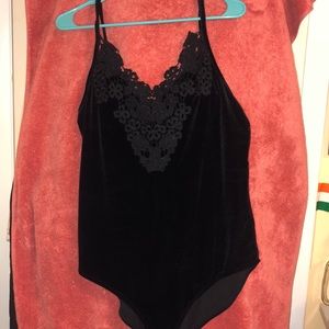 Black body velour body suit